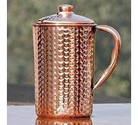 BishtHub Copper Water Jug Joint-Less Leak- Proof Hammered Design Pitcher- 2 Litre