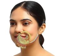 BishtHub Gold-plated Handmade Nathiya Beautiful Jewelry Set Nose Ring Nose Accessories Womens fashion For Brides Wear