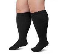 Bisienya Compression Sock Plus Size for Men and Women Wide Calf Compression Socks Flight Travel Running Sports Seniors Fitness Athletic 20-30 mmHg 1Pairs