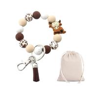 Bisienya Highland Cow Keyring Highland Cow Charm Highland Cow Pandora Charm Cow Keyring Funny Highland Cow Keyring Gifts Highland Cow Keychain and Storage Bag a Good Gift for Girls (Brown)