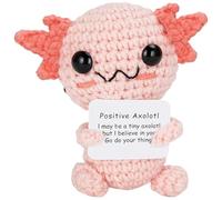 Bisienya Mini Axolotl,Positive Crochet Animals,Knitted Wool Axolotl Toy,Funny Positive Axolotl,Comes with Positive Card,Provides Emotional Support,A Positive Gift for Office and Party Decoration
