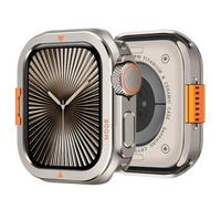 Bisikor 2 in 1 Metal Case Compatible with Apple Watch Series 11/10 46mm Case, Rugged Protective Metal Bumper with Back Cover for iWatch 46mm, Natural Titanium