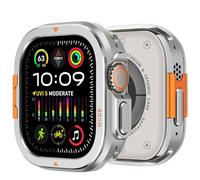 Bisikor 2 in 1 Metal Case Compatible with Apple Watch Ultra 3/2/1 49mm Case, Rugged Protective Metal Bumper with Back Cover for iWatch 49mm, Silver