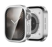 Bisikor 3 in 1 Metal Cases Compatible with Apple Watch Series 11/10 46mm Case Built-in Screen Protector, Straight Edge Rugged Protective Metal Cover with Back Cover for iWatch 46mm, Silver