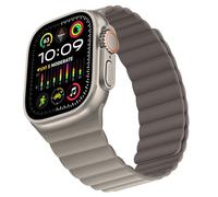 Bisikor Compatible with Apple Watch Band 49 46 45 44 42 41 40 38mm Double Sided Wearable Silicone Magnetic Strap for iWatch Ultra SE Series 11 10 9 8 7 6 5 4 3 2 1 (42/44/45/46/49, Khaki/Coffee)