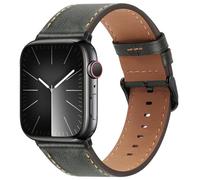 Bisikor Compatible with Apple Watch Strap 38mm 40mm 41mm 42mm(Series 10/11) Genuine Leather Wristband Replacement Strap for iWatch SE Series 11 10 9 8 7 6 5 4 3 2 1 (Green)