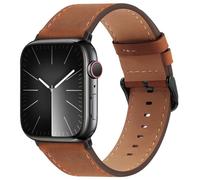 Bisikor Compatible with Apple Watch Strap 38mm 40mm 41mm 42mm(Series 10/11) Genuine Leather Wristband Replacement Strap for iWatch SE Series 11 10 9 8 7 6 5 4 3 2 1 (Brown)