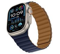 Bisikor Compatible with Apple Watch Strap 49/46/45/44/42/41/40/38mm Double Sided Wearable Silicone Magnetic Strap for iWatch Ultra SE Series 10 9 8 7 6 5 4 3 (42/44/45/46/49, Brown/Indigo)