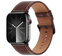 Bisikor Compatible with Apple Watch Strap 49mm 46mm 45mm 44mm 42mm 41mm 40mm 38mm Genuine Leather Wristband Replacement Strap for iWatch Ultra SE Series 10 9 8 7 6 5 4 3 (42/44/45/46/49, Retro Brown)