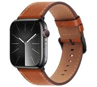 Bisikor Compatible with Apple Watch Strap 49mm 46mm 45mm 44mm 42mm 41mm 40mm 38mm Genuine Leather Wristband Replacement Strap for iWatch Ultra SE Series 10 9 8 7 6 5 4 3 (42/44/45/46/49 Classic Brown)