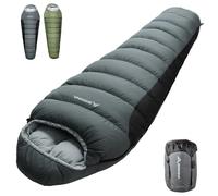 BISINNA 4 Season Mummy Sleeping Bag for Adults Cold Weather with Adjustable Hood, Phone Pocket for Hiking, Camping, Traveling, Adults & Kids (Grey)