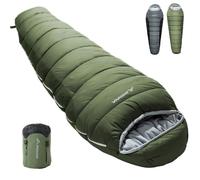 BISINNA 4 Season Mummy Sleeping Bag for Adults Cold Weather with Adjustable Hood, Phone Pocket for Hiking, Camping, Traveling, Adults & Kids (Green)