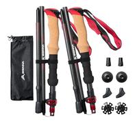 BISINNA Carbon Fibre Trekking Poles, 2-Pack, Lightweight Collapsible Walking Sticks with Cork Handle Quick Lock System for Women and Men