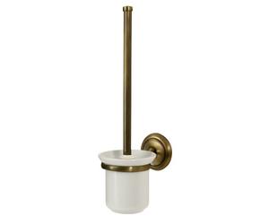 Bisk 00412 Deco Toilet Brush and Holder Set in Antique Brass, 12 x 16 x 40 cm