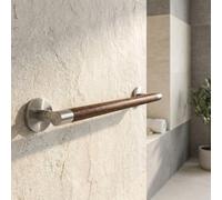 Bisk 460mm Solid Wood And Zamak Wall Mounted Bath Rack Single Towel Bar Hanger