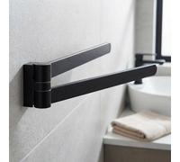 Bisk Bath Rack Movable Double Towel Bar Hanger Bathroom Black Powder Coated Zamak