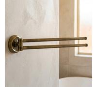 Bisk Double Towel Holder Movable Twin Bars Retro Bathroom Antique Brass Wall Mounted