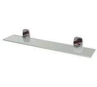 Bisk Modern Chrome Plated Zamak Wall Mounted Mirror Ledge Tempered Glass Shelf