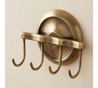 Bisk Retro Bathroom Antique Brass Wall Mounted Dressing-Gown Towel 4-Hook Strip