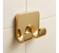 Bisk Small Double Towel Hanger Bathroom Gold Colour Finished Zamak Wall Mounted
