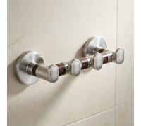 Bisk Solid Wood And Zamak Wall Mounted Dressing-Gown Towel 4-Hook Strip Hanger