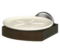 Bisk Solid Wood And Zamak Wall Mounted Grip + Ceramics Soap Dish Plate