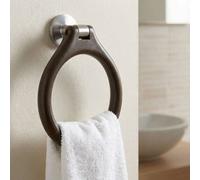 Bisk Towel Ring Round Dressing-Gown Hanger Solid Wood And Zamak Wall Mounted