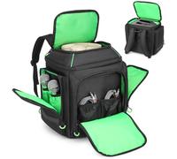 BISKLNDN Carrying Case Travel Backpack Compatible with Bose S1 Pro/ S1 Pro+, Portable Bluetooth Speaker Bag with Shoulder Straps and Accessory Pockets for Microphone, Charger, Cable, Black with Green