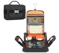 BISKLNDN Tactical Travel Toiletry Bag for Men Adults, Large Hanging Shower Bathroom Toiletry Organizer Bags for Traveling, Multiple Pockets with Swivel Hook & Handle, Durable 900 D Oxford, Black