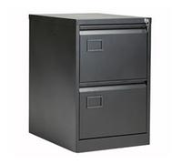 Bisley 2 Drawer Contract Steel Filing Cabinet - Black - AOC2BLK