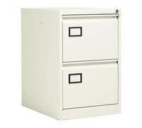 Bisley 2 Drawer Contract Steel Filing Cabinet - Chalk - AOC2WHT
