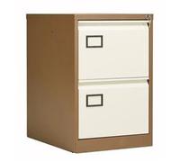 Bisley 2 Drawer Contract Steel Filing Cabinet - Coffee Cream - AOC2C/C