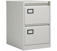 Bisley 2 Drawer Contract Steel Filing Cabinet - Goose Grey - AOC2G/G
