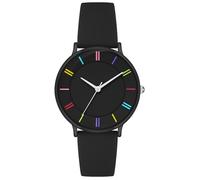 Bisley 38mm Watch for Women Metal Watch Case (Ceramic Oil Finish) Silicone Strap 3 ATM Easy Reader Wrist Watch for Ladies, Black, Casual Watch