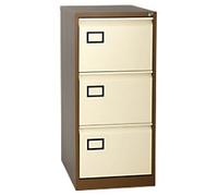 Bisley AOC Steel Filing Cabinet 3 Drawers Lockable 470 x 622 x 1,016 mm Brown, Cream
