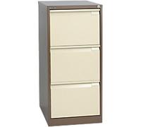 Bisley BS Steel Filing Cabinet 3 Drawers Lockable 470 x 622 x 1,016 mm Brown, Cream