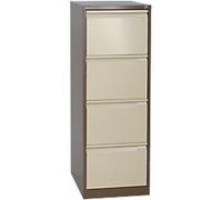 Bisley BS Steel Filing Cabinet 4 Drawers Lockable 470 x 622 x 1,321 mm Brown, Cream