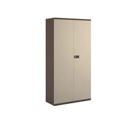 Bisley Economy Double Door Steel Office Cupboards, 4 Shelf - 91wx40dx197h (cm), Coffee/Cream