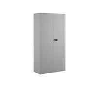 Bisley Economy Double Door Steel Office Cupboards, 4 Shelf - 91wx40dx197h (cm), Grey, Fully Installed