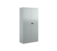 Bisley Economy Double Door Steel Office Cupboards, 4 Shelf - 91wx40dx197h (cm), Silver, Fully Installed