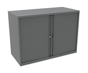 Bisley Essentials Tambour Cupboard Steel 1 Shelf Lockable 100 x 470 x 733 mm Grey