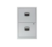 Bisley Metal Filing Cabinet 2 Drawer A4 H670xW410xD400mm - Color: Silver