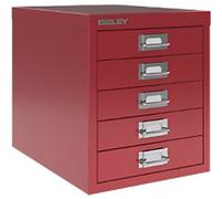 Bisley MultiDrawer Steel Desktop Drawers 5 Drawers 279 x 380 x 325 mm Cardinal Red