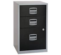 Bisley PFA Steel Filing Cabinet 3 Drawers Lockable 413 x 400 x 672 mm Black, Silver
