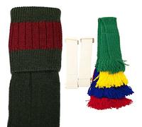 Bisley Shooting socks and bright garters Olive with Cassat - Size 8-10