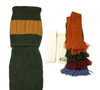 Bisley Shooting socks and garters Olive with Mustard - Size 10.5-12