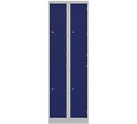 Bisley Steel Locker 2 Doors 2 nests Combination Lock M3 600 x 450 x 1,800 mm Light Grey, Oxford Blue