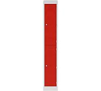 Bisley Steel Locker 2 Doors Combination 300 x 450 x 1,800 mm Light Grey, Cardninal Red