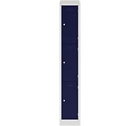 Bisley Steel Locker 3 Doors Combination Lock 300 x 450 x 1,800 mm Light Grey, Oxford Blue