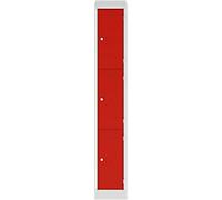 Bisley Steel Locker 3 Doors Combination Lock M2 300 x 450 x 1,800 mm Light Grey, Cardinal Red